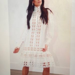 Ellie Makir New York White Lace Midi Dress